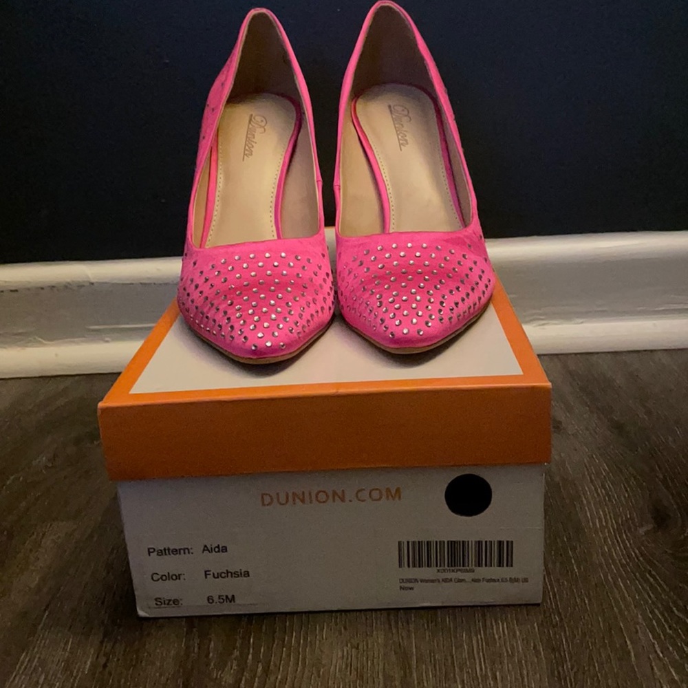 Pink and rhinestone high heels